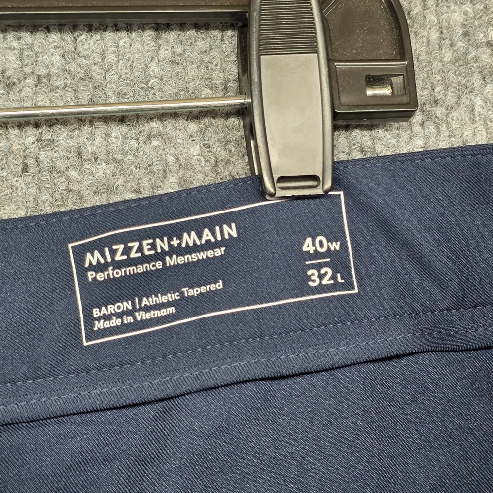 Mizzen Main Mens Navy Blue Dress Pants Flat Front Casual Office Wear Size 40x32 - Picture 5 of 8